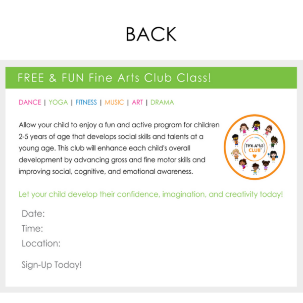 Fine Arts Club Invitation Postcard Back